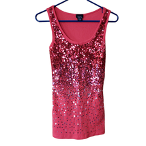 Rue21 Red Sequin Scoop Neck Tank Top Size Small Stretchy - £9.46 GBP