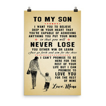 Mom &amp; Son Poster Gift for Son Never Lose Inspiration Quotes Poster for Son Ver.2 - £19.73 GBP+