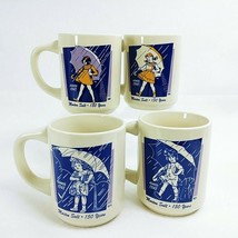 Morton Salt Coffee Mugs 150 Years Anniversary 4 pc set Bryan China 4 Vtg Logos - £32.29 GBP
