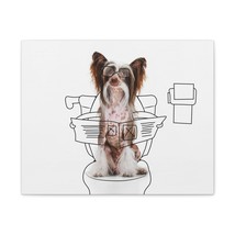 Chinese Crested Reading Newspaper On Toilet Funny Canvas Wall Art for Home Deco - £68.32 GBP+