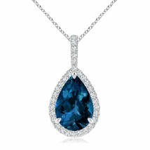 Authenticity Guarantee 
ANGARA London Blue Topaz Teardrop Pendant with Diamon... - £1,064.24 GBP