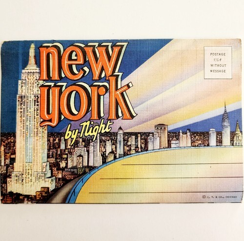 New York City By Night Skyscrapers Folio Colortone Prints Topographic PCBG5G Item image 2