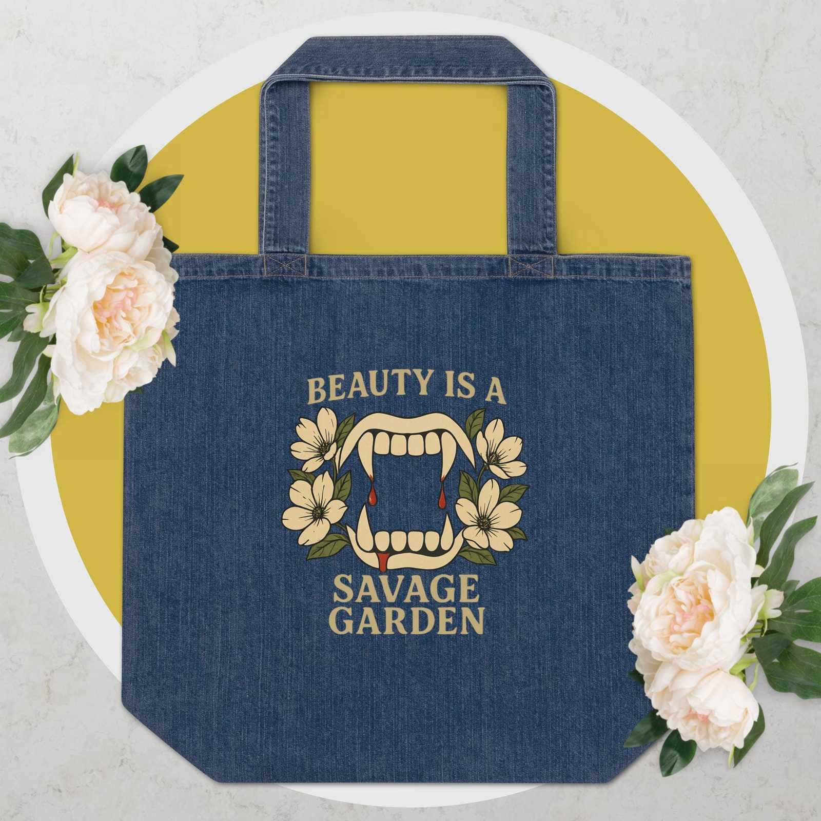 Interview with a Vampire, Lestat, large denim tote bag, pretty book bag - $28.25