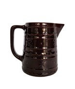 Vintage Marcrest Stoneware Pitcher 6&quot; Brown Daisy Dot Pattern Ovenproof - $27.22 CAD