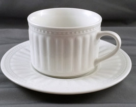 Oneida Athena Tea Coffee Cup and Saucer White Stoneware Majesticware 8 oz - £13.95 GBP