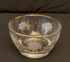 Vintage Libbey Rose Classic glass dessert bowl fruit cup flowers ribbons 1950s - £2.34 GBP