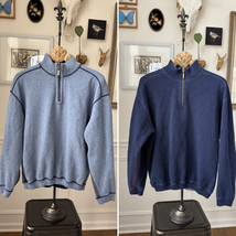 Tommy Bahama 1/4 Zip Reversible Sweater Blue L - $34.20