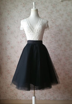 Black Tulle Midi Skirt Outfit Women A-line Plus Size Tulle Tutu Skirt image 1