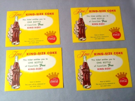 Free King Size Coke Coca Cola 1960s Coupon lot of 4 Advertising Promo - £11.64 GBP