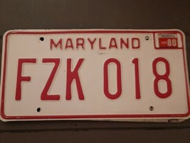 1980 Maryland License Plate FZK 018 - £7.89 GBP