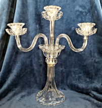 Elegant Cut Lead Crystal Three Candle Clear Candelabra VTG Made in Polan... - €43,74 EUR