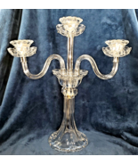Elegant Cut Lead Crystal Three Candle Clear Candelabra VTG Made in Polan... - $68.29 CAD