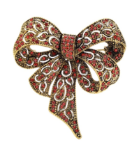 Bow brooch gold or silver plated stunning diamonte designer celebrity pin u9 new - £18.93 GBP