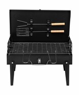 Grill Charcoal BBQ Outdoor Portable Square Adjustable Height Folding w L... - $47.67 CAD
