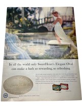 Purex Sweetheart Bath Bar Soap Vintage Print Ad 50s Woman in Bathtub - $17.49