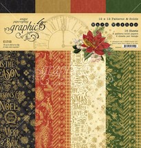 Graphic 45 Double-Sided Paper Pad 12&quot;X12&quot; 16/Pkg-Warm Wishes Patterns &amp; Solids - - £17.57 GBP