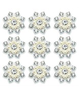 30Pcs Bridal Alloy Pearls Rhinestones Inlaid Embellishments Buttons Flow... - £14.32 GBP
