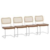 Set of 4, Leather Dining Chair with High-Density Sponge - Brown - £271.39 GBP