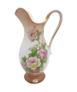 Ucagco Japan Made Multiple Rose Design 8&quot; Tall Gold Trim Vintage Pitcher - $368.72 MXN