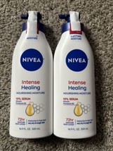 2 pk NIVEA Intense Healing Body Lotion, 72 Hour Moisture for Dry Skin 16... - £9.42 GBP