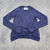 Athleta Shirt Womens L Blue LongSleeve Quick Dry Smocked Hem Active Pullover Top - £20.55 GBP