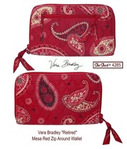 Vera Bradley Retired Mesa Red Zip Around Wallet (used) - £11.31 GBP