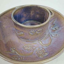 Vintage Hand Crafted Painted Purple Mauve Bowl Cup Ceramic Pottery 4 &amp; 9... - £11.15 GBP