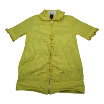 Due Per Due Jacket Womens M Yellow Ruffled Short Sleeve Collared Full Zip - $25.72