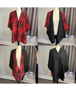 Fleece Red Black Buffalo Plaid Wrap Cape Blanket Poncho Reversible One S... - $24.30