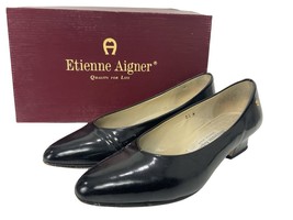 Etienne Aigner Black Patent Shoes Size 6.5 With a 1.5” Heel Shoes Original Box - £13.66 GBP
