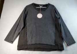 UMGEE Sweater Womens Small Gray Black Knit 100% Cotton Round Neck Long Sleeve - £19.19 GBP