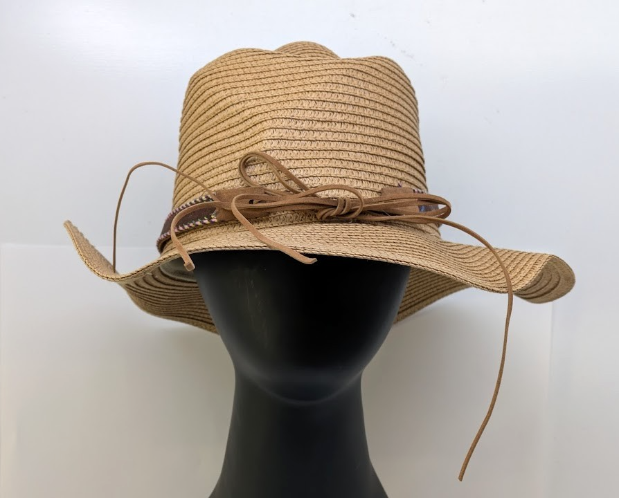 Women&#39;s Ranch Farm Western Style Cowboy Wide Brim Woven Straw Sun Beach Hat - $24.49