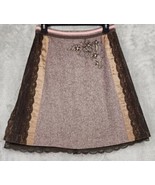 Anthropologie Elevenses Skirt Womens 2 Pink Brown Tweed Lace Wool Blend ... - £44.36 GBP