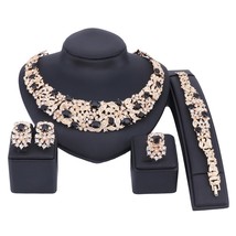 Bohemia Crystal Brides Jewelry Sets Gold Silver Color Rhinestone Necklace Set We - £34.54 GBP