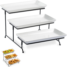 Tiered Serving Stand and Platters Set, Large Tiered Tray Stand, 3 Tier Serving T - £36.65 GBP