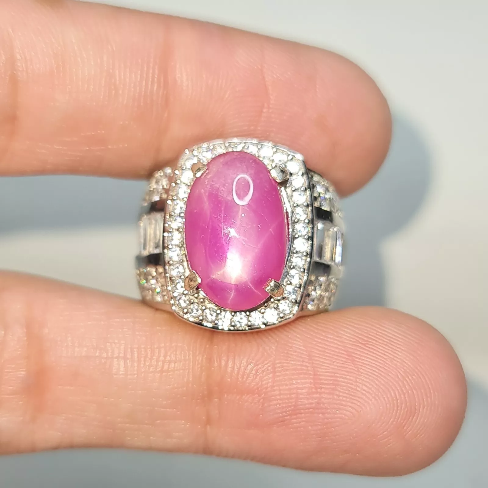 Natural 10.70 CT Burmanese Star Ruby Mogok Silver Handmade Mens Ring - $550.00