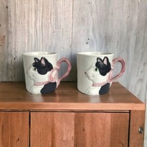 Fitz and Floyd Mug Cat Kitten Pink Bow Delicate Vintage Coffee Tea Mug  - $28.12
