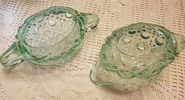 VINTAGE VASELINE GLASS CREAM & SUGAR BOWL image 6