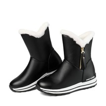 QUTAA 2021 Winter Warm  Platform Women Shoes PU Leather Round Toe Fashion Snow B - £51.95 GBP