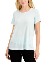 allbrand365 designer Womens Activewear Mesh-Back T-Shirt Large Sunlit Aqua - £14.42 GBP