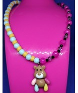 Crystal Shine Y2K Resin Teddy Bear Pendant Necklace 18&quot; (Brown Multi) - £4.83 GBP