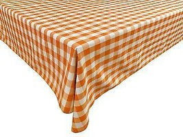 58&quot;x144&quot; - Orange - Tablecloth Poplin Gingham Checked Plaid Picnic Party - £47.94 GBP