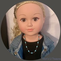 Turquoise Beaded Doll Necklace • 18 Inch Fashion Doll Jewelry - £4.60 GBP