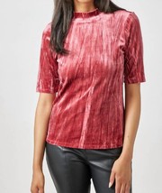 Mystree velvet fitted half sleeve mock neck top in Mauve - £25.41 GBP