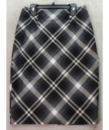White House Black Market Skirt Women Size 2 Black White Plaid Vented Bac... - $467.62 MXN