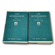 Les Miserables Nelson Classics Set Victor Hugo Vol  I &amp; II Blue HC DJ 1956 Book - $72.22