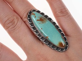 Sz5.5 Large Royston Turquoise Vintage Native American sterling ring - £119.10 GBP