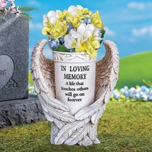 Memorial Angel Wings Prayer Flower Vase Stake IN LOVING MEMORY Grave Cem... - $29.21