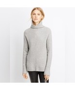 Vince Directional Rib Wool Cashmere Turtleneck Sweater in Gray Size XXS - $60.93 CAD
