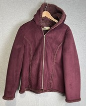 LL Bean Women’s Faux Suede Sherpa Lined Coat Size XL Purple Zipper READ - $47.99